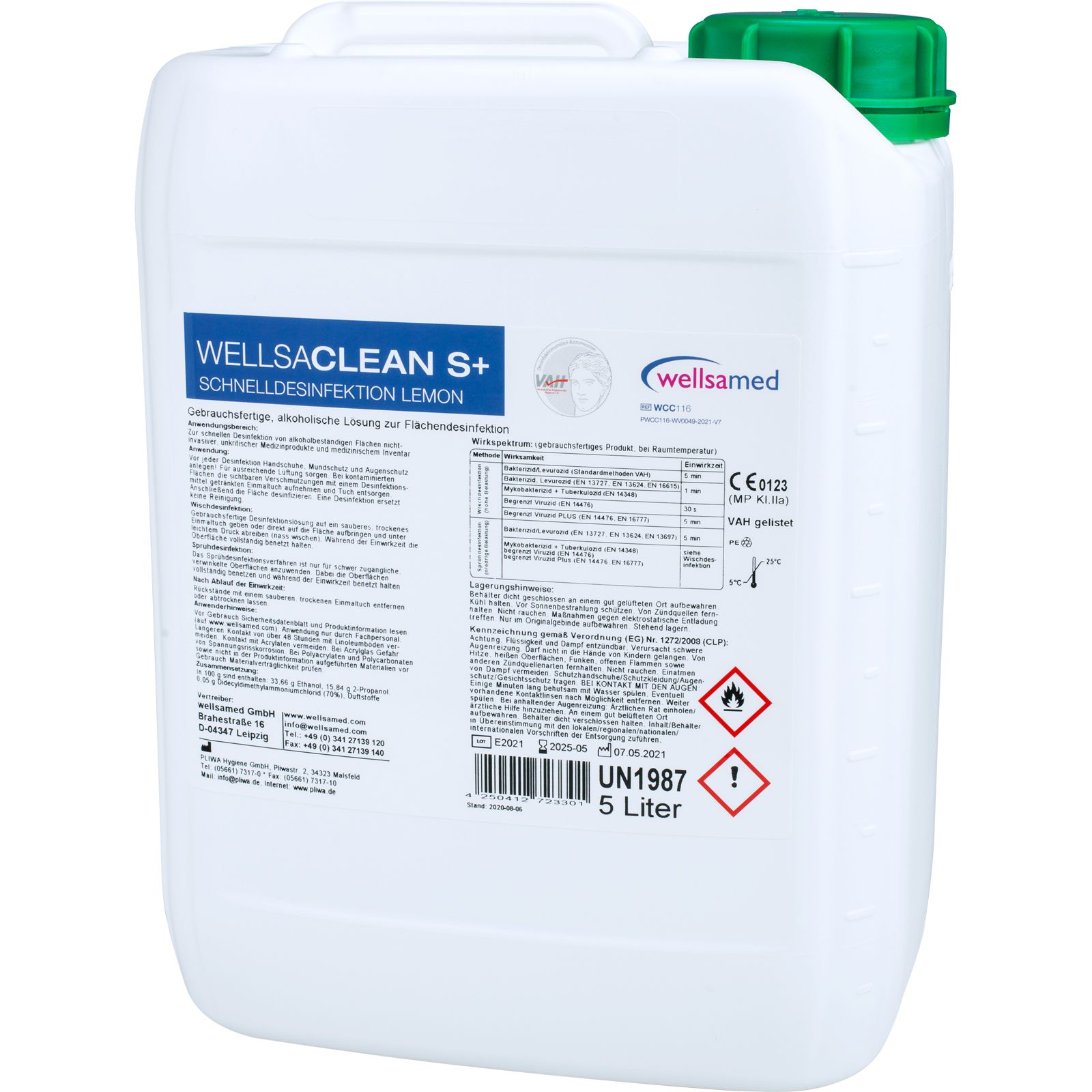 Wellsamed дезинфектант Wellsaclean  за бърза дезинфекция лимон 5 l