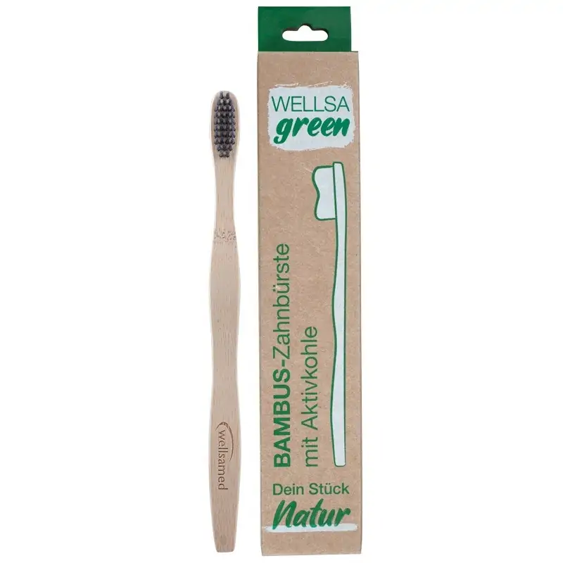 Wellsagreen Четка за зъби от бамбук с активен въглен, за възрастни