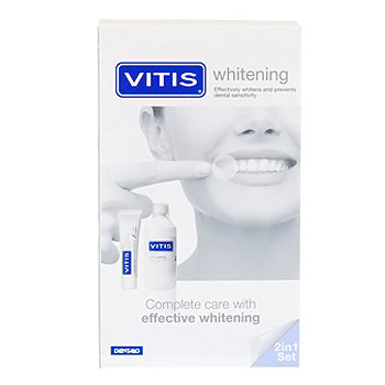 DENTAID Комплект VITIS Whitening - вода за уста 500ml + паста за зъби 100 ml