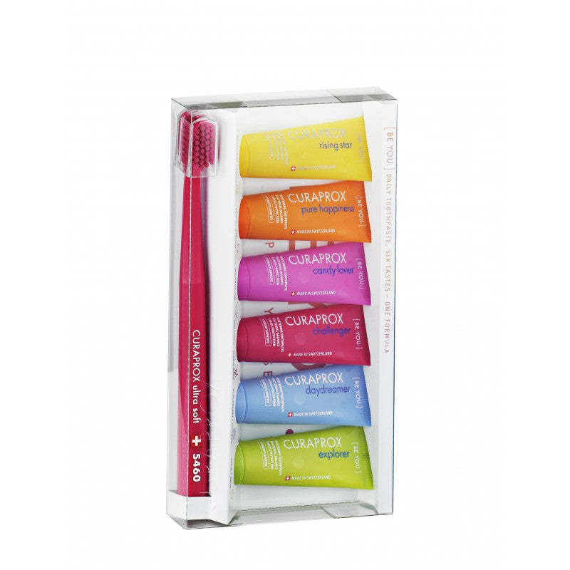 Curaprox Комплект BE YOU Mix (четка за зъби CS 5460 + 6 бр. пасти с различни вкусове)