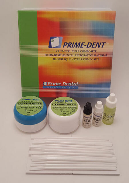 Prime Dental химически композит Prime Dent 15gr база, 15gr катализатор, 2х3ml бонд, 7.5ml ец. гел   комплект