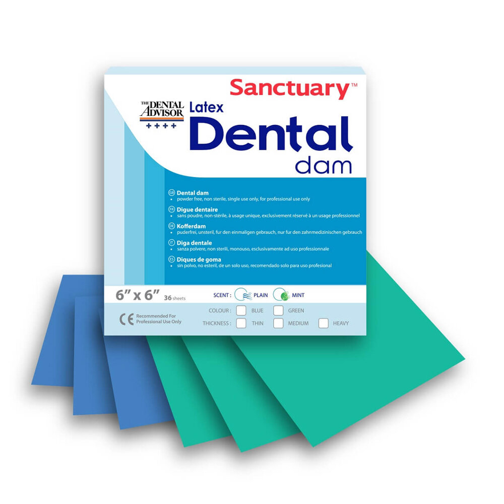 Sanctuary платна за кофердам Medium Зелен, размер 6x6 инча 36 бр.