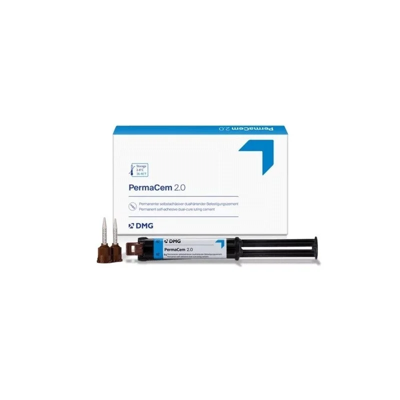 DMG гласйономерен цимент PermaCem 2.0 1 шприца 9гр. TR + 20 смес.накрайника 9 g двойносмесителна шприца