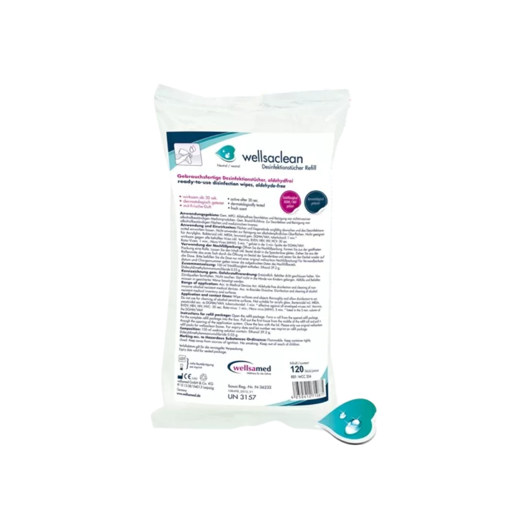 Wellsamed дезинфектантни кърпички неутрал 120 бр.