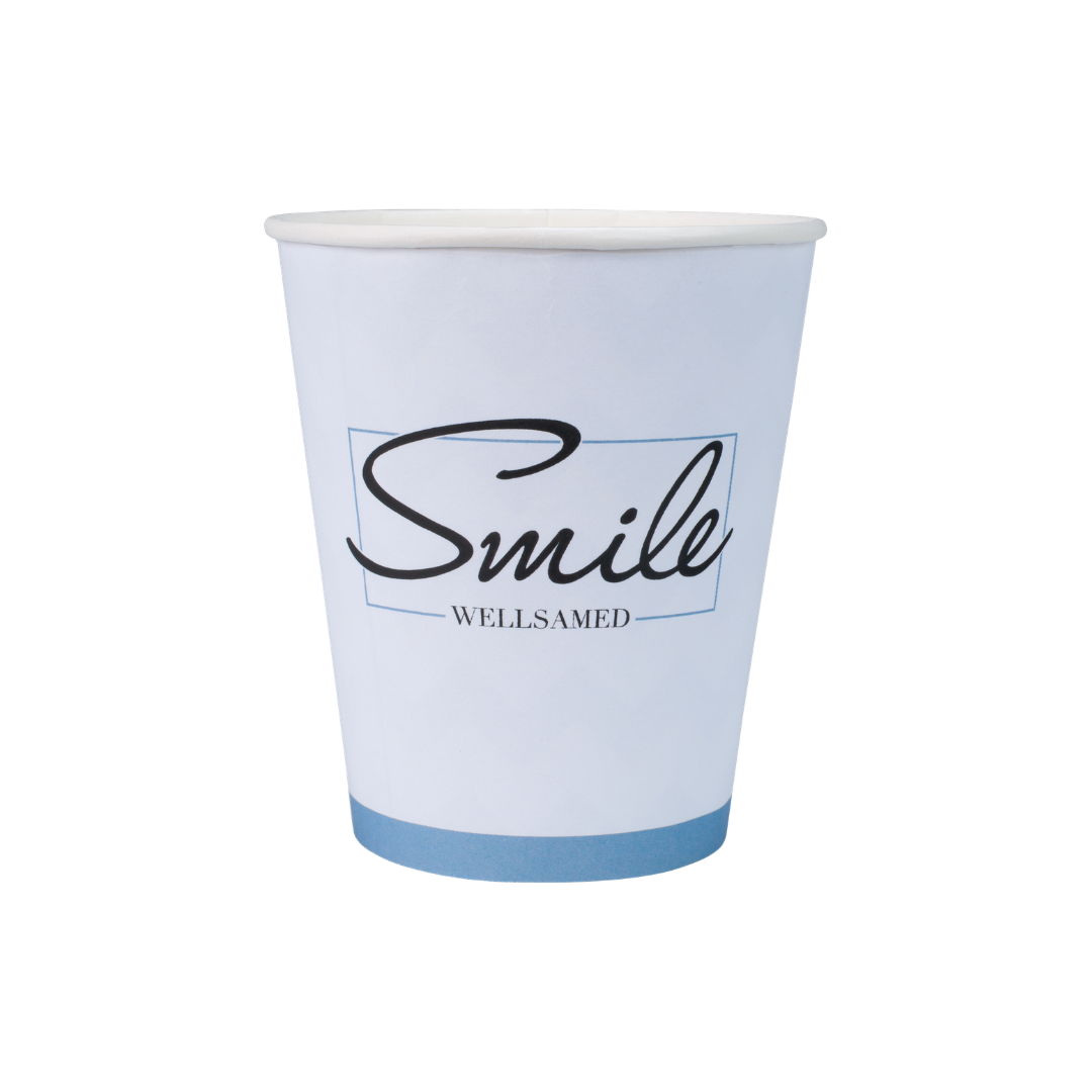 Wellsamed чашки wellsacup Усмивка/Smile 180 мл, еднократни картонени 50 бр. стек