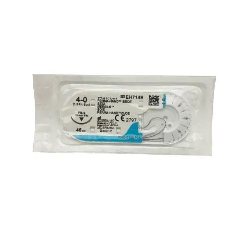 Ethicon хирургична игла # EH7149 G BESTSELLER тип FS2, 3/8 кръг, 18,7 mm с нерезорбируем копринен конец 4-0, 45 cm 0.9 g